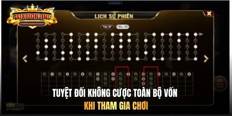 Tuyệt đối không cược toàn bộ vốn khi tham gia chơi